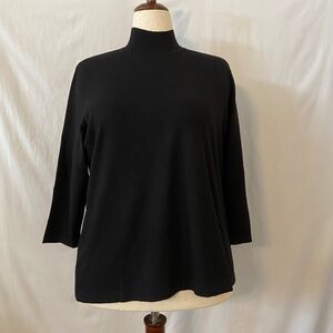 Caslon Black Mock Neck Sweater with 3/4 Sleeves.  Plus size 2X